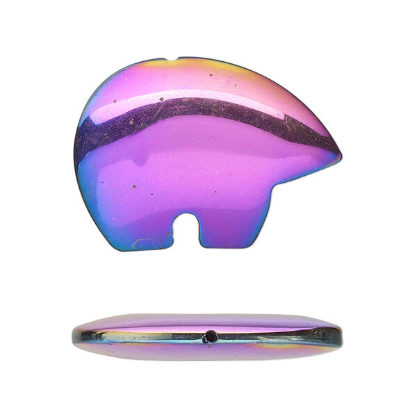 Hemalyke™ 1pkg2, electroplated half-drilled 2-sided Zuni bear drop 28x20mm image number 0