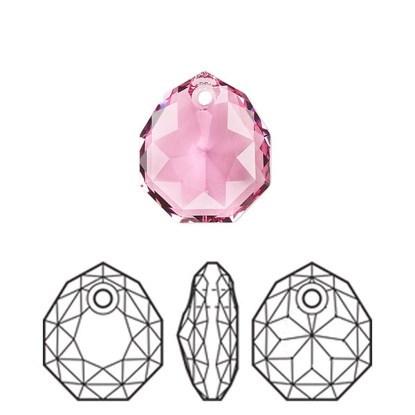 Drop 1pk rose, Crystal Passions® 16x13.5mm pendant majestic 6436 image number 0