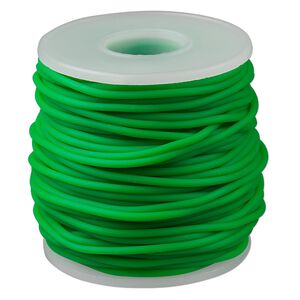 Cord, synthetic rubber, green, 2mm round. Sold per pkg of 25 meters (82 feet).