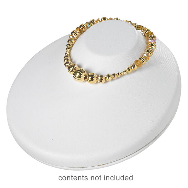 Display, necklace, leatherette, pkg/1, 5-1/2 x 4-3/4 x 2-1/2 inches, white. image number 4