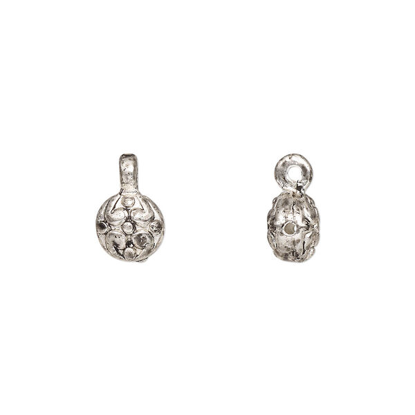 Bead, antiqued "pewter" (zinc-based alloy), 6mm bumpy round with loop. Sold per pkg of 24. image number 0