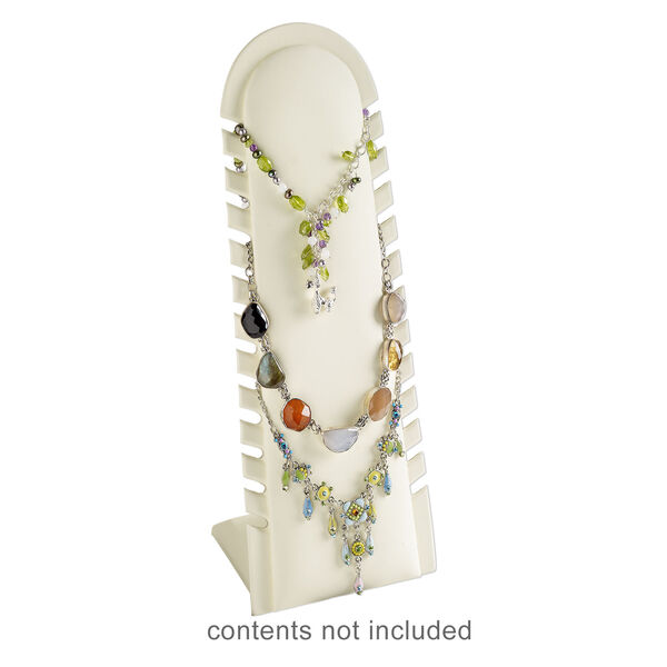 Display, 12-strand necklace, Nabuka leatherette and cardboard, cream, 12-1/4 x 4-1/2 x 3-1/2 inch. Sold individually. image number 1
