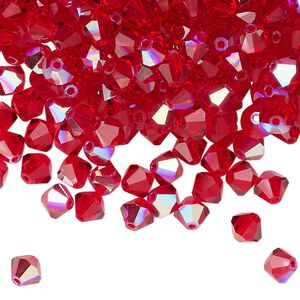 Bead 144pk light Siam glitter, Preciosa Czech crystal 5mm bicone