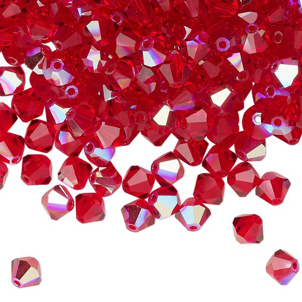 Bead 144pk light Siam glitter, Preciosa Czech crystal 5mm bicone image number 0