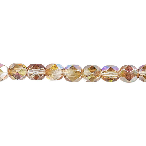 Bead, Czech fire-polished glass, translucent clear celsian AB, 6mm faceted round. Sold per pkg of 1,200 (1 mass). image number 0