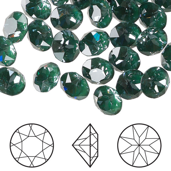 Chaton 6pk crystal pine green ignite LacquerPRO, Crystal Passions® 8.16-8.41mm round SS39 1088 image number 0