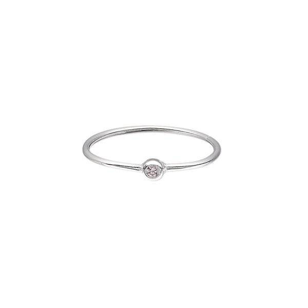Ring, Create Compliments®, cubic zirconia and sterling silver, pink, 3mm wide, size 7. Sold individually. image number 0