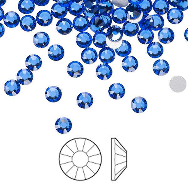 Flat back 144pk sapphire foil back, Preciosa Viva 12® Czech crystal rhinestone 3.8-4mm chaton rose round SS16 image number 0