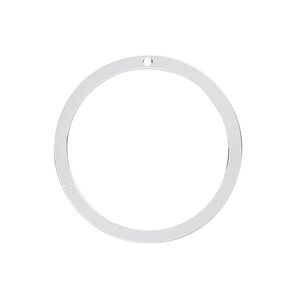 Drop, sterling silver, 27mm open flat round. Sold individually.