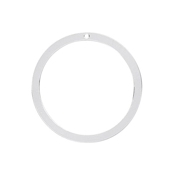 Drop, sterling silver, 27mm open flat round. Sold individually. image number 0