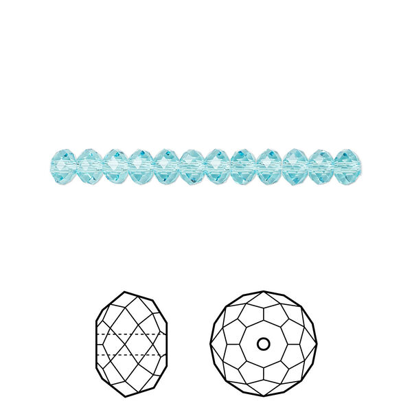 Bead 12pk light turquoise, Crystal Passions® 4x3mm rondelle 5040 image number 0
