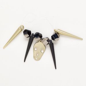 Drop 1pkg9 "pewter" (zinc-based alloy) / stainless steel, mixed sizes / shapes, assortment mixed matte colors / finishes