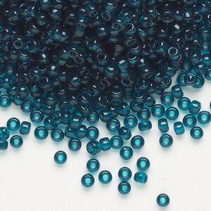 Seed bead, Miyuki, glass, pkg/50g, #8 rocaille, transparent dark teal (RR-2406).