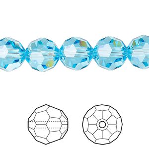 Bead 24pk aquamarine, Crystal Passions® 10mm round 5000