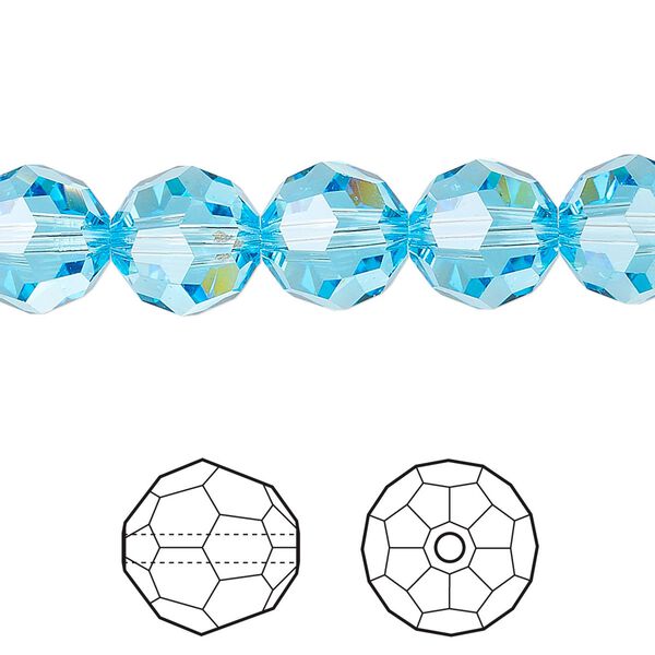 Bead 24pk aquamarine, Crystal Passions® 10mm round 5000 image number 0