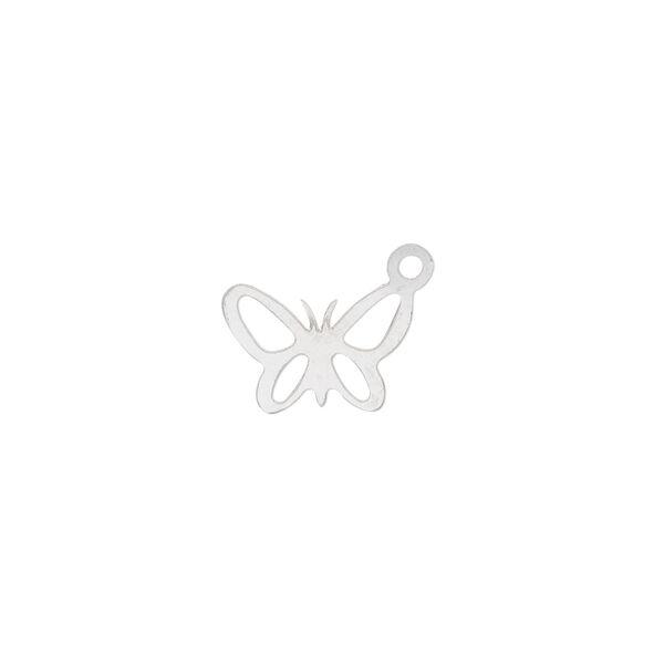 Charm, Lazer Lace™, stainless steel, 13mm double-sided open butterfly. Sold per pkg of 4. image number 0