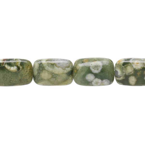 Rhyolite 1pkg1, puffed rectangle bead natural 15.5-16 inch 12x8mm image number 0