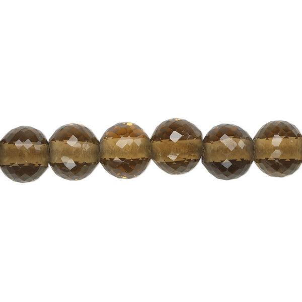 Bead, golden quartz (heated), light to dark, 8mm hand-cut faceted round with 2mm hole, B+ grade, Mohs hardness 7. Sold per pkg of 10. image number 0