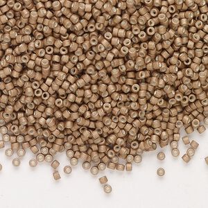 Seed bead, Delica®, glass, pkg/50g, #11 round, opaque matte galvanized champagne (DB-1162).