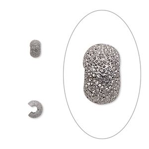 Crimp cover, gunmetal-plated brass, 4mm stardust round. Sold per pkg of 500.