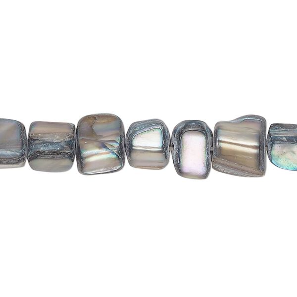 Bead, mother-of-pearl shell (dyed), dark turquoise blue, small to medium chip, Mohs hardness 3-1/2. Sold per 15-inch strand. image number 0