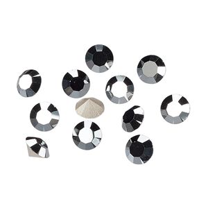 Chaton 144pk jet hematite foil back, Preciosa MAXIMA Czech crystal rhinestone 6.14-6.32mm 15-cut faceted round SS29