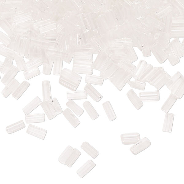 Bugle bead glass 1pk #2 round tube, 50 gram clear image number 0
