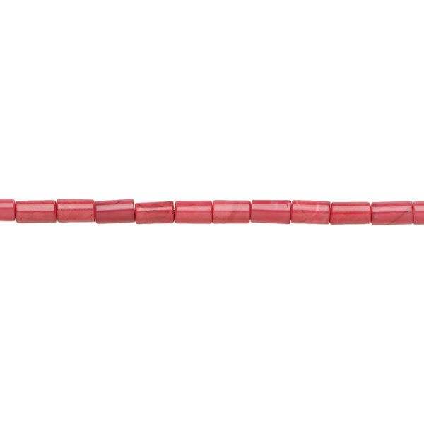 Bead, howlite (dyed), red, 4x2mm tube, B grade, Mohs hardness 3 to 3-1/2. Sold per 16-inch strand. image number 0