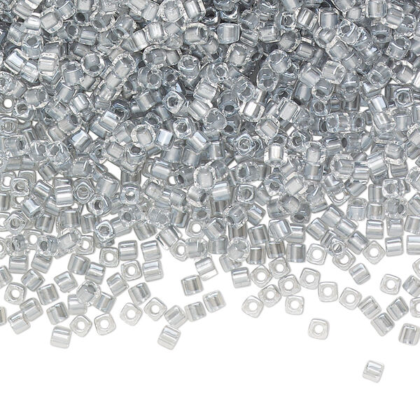 Seed bead, Miyuki, glass, pkg/250g, 1.8mm square, translucent grey inside dyed color clear, (SB-242). image number 0