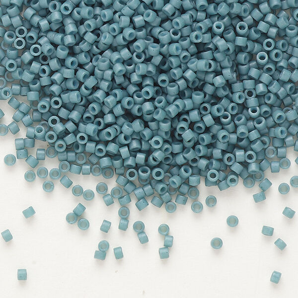 Seed bead, Delica®, glass, pkg/250g, #11 round, opaque matte shale light blue (DB-0792). image number 0