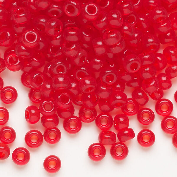 Seed bead, Miyuki, glass, pkg/250g, #6 rocaille, transparent red orange (RR-140). image number 0