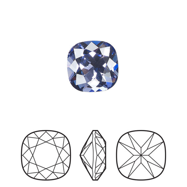 Fancy stone 1pk tanzanite foil back, Preciosa MAXIMA Czech crystal rhinestone 12mm cushion square image number 0