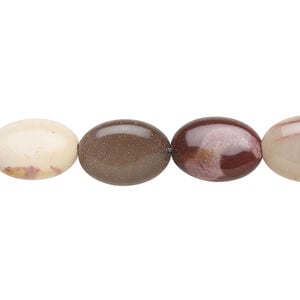 Moukaite jasper 1pkg1, flat oval bead natural 15.5-16 inch 18x13mm