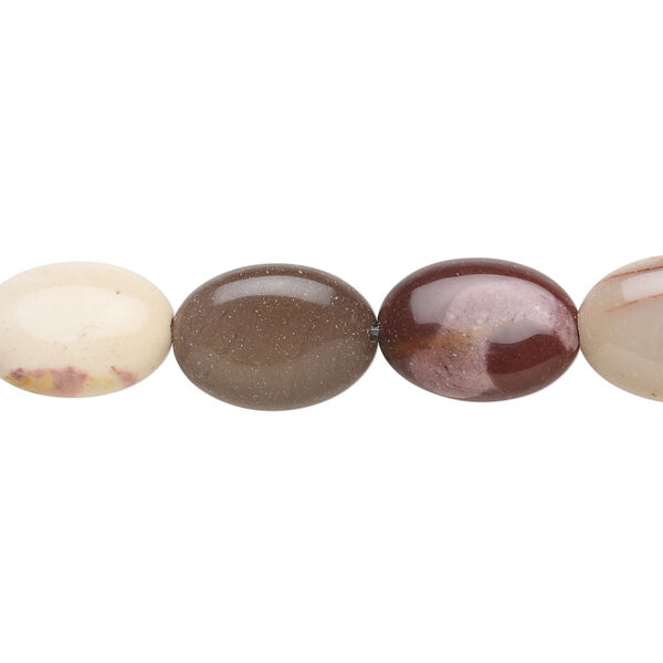 Moukaite jasper 1pkg1, flat oval bead natural 15.5-16 inch 18x13mm image number 0