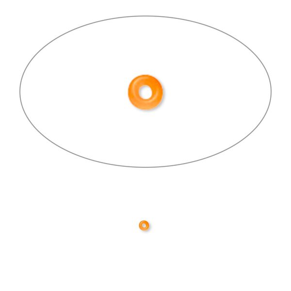 Component, Oh! Ring™, silicone, neon orange, 1.5mm round with 0.5mm hole. Sold per pkg of 1,000. image number 0