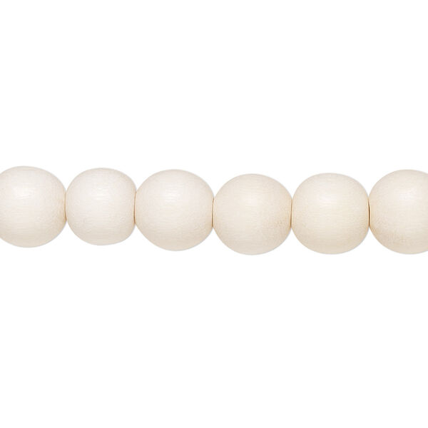 Bead, Taiwanese cheesewood (dyed / waxed), white, 7-8mm round. Sold per pkg of (2) 15-1/2" to 16" strands. image number 0