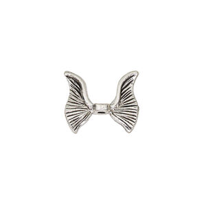 Bead, pewter (tin-based alloy), pkg/1, antique silver plate, 16x14mm textured wing, fits 5.5mm bead.