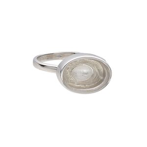 Ring, Almost Instant Jewelry®, sterling silver, 11.5mm wide with 14x10mm oval glue-in setting, size 9. Sold individually.