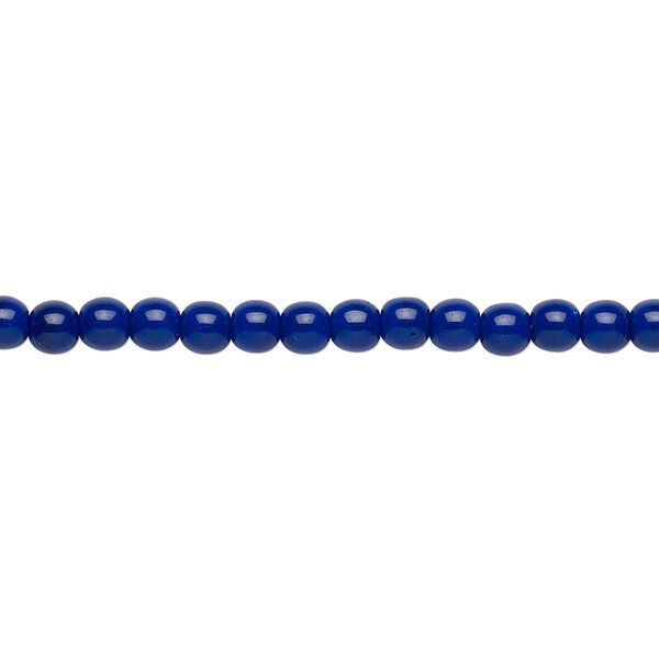 Bead, Czech glass druk, opaque dark blue, 4mm round. Sold per 15-1/2" to 16" strand. image number 0