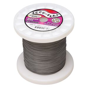 Beading wire, Accu-Flex®, nylon and stainless steel, clear, 21 strand, 0.019-inch diameter. Sold per 1,000-foot spool.