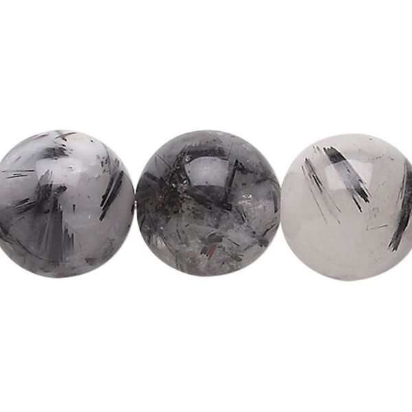 Tourmalinated quartz 1pkg1, round bead natural 15.5-16 inch 15-16mm image number 0