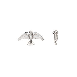 Charm, antiqued sterling silver, 14.5x8mm single-sided dove. Sold individually.