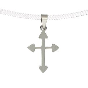 Pendant, stainless steel, 22x17mm two-sided matte and shiny cross. Sold individually.