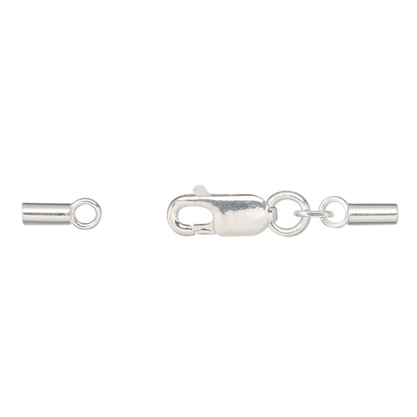 Clasp, lobster claw, sterling silver, 31x4mm with 2.3mm crimp tube ends, 1.5mm inside diameter. Sold per pkg of 10. image number 0