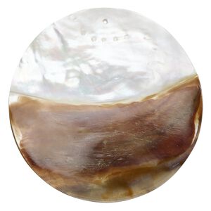 Focal, mother-of-pearl shell (natural), 2-tone, white / brown, 2-3/8mm round, Mohs hardness 3-1/2. Sold individually.