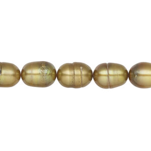 Freshwater pearl 1pkg1 rice, 15.5-16 inch brass 7-8mm cultured