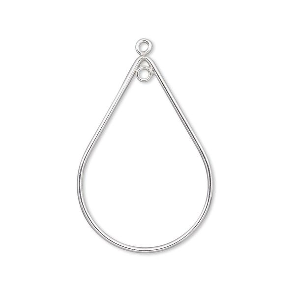 Focal, sterling silver-filled, 30x20mm open teardrop with 2 loops. Sold individually. image number 0