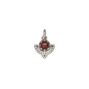Garnet / sterling silver 1pkg1, antiqued beaded drop natural 10x10mm