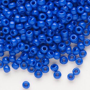 Seed bead, Dyna-Mites™, glass, opaque medium blue, #6 round. Sold per 40-gram pkg.