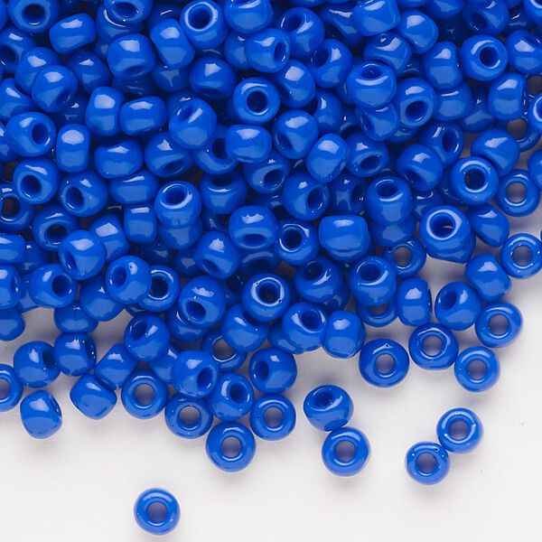 Seed bead, Dyna-Mites™, glass, opaque medium blue, #6 round. Sold per 40-gram pkg. image number 0